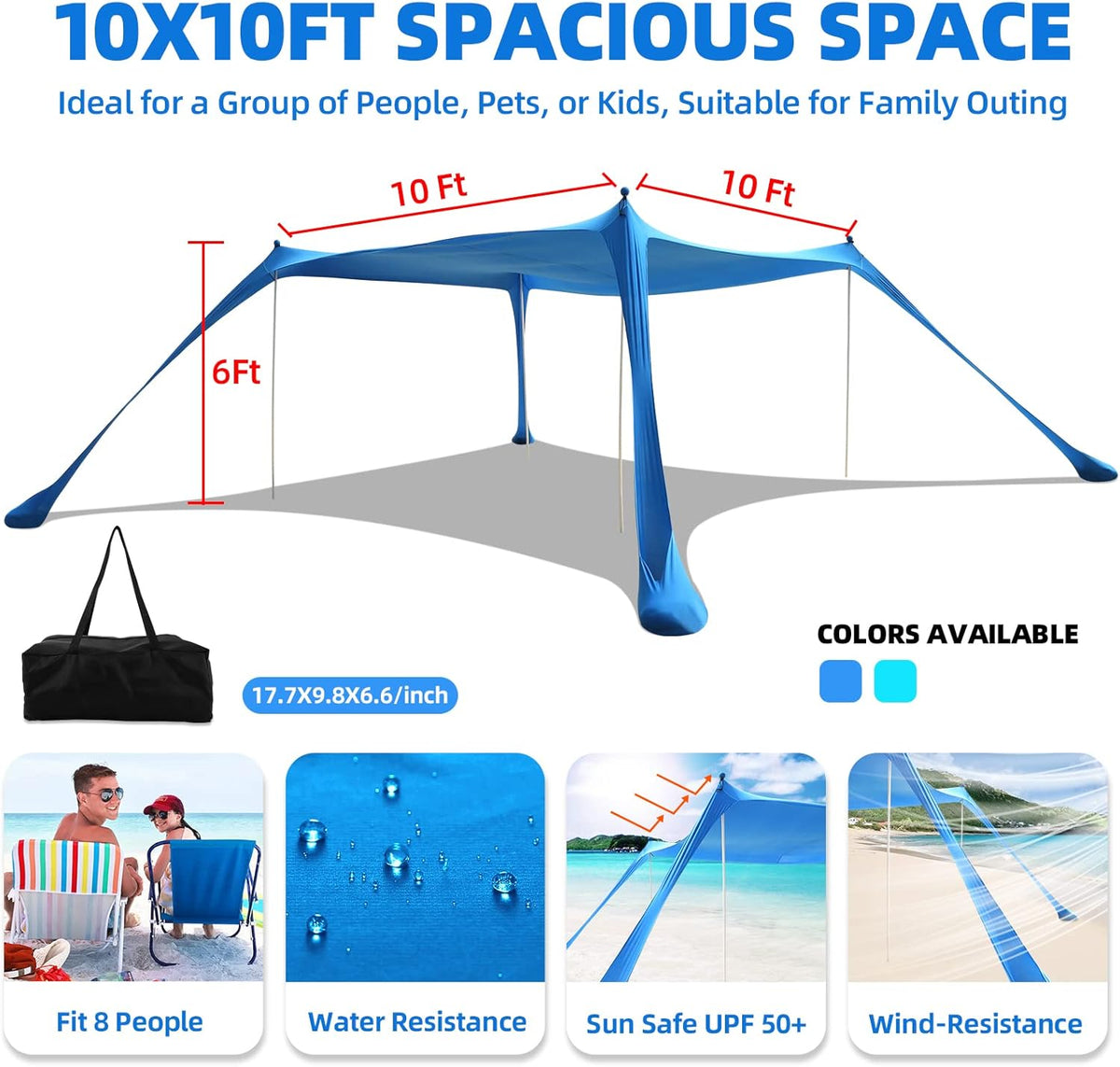 10x10 FT Pop Up Beach Sun Shade Tent with Carrying Bag H742