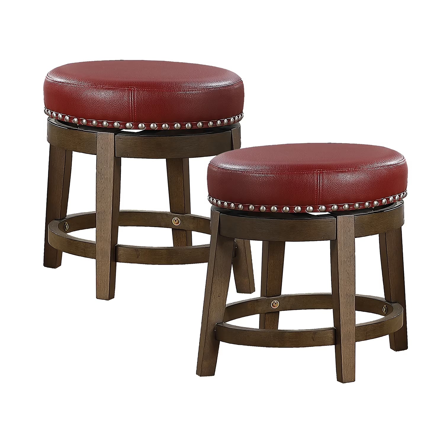 18 Inch Round Swivel Seat Bar Stool, Red (2 Pack) E10320