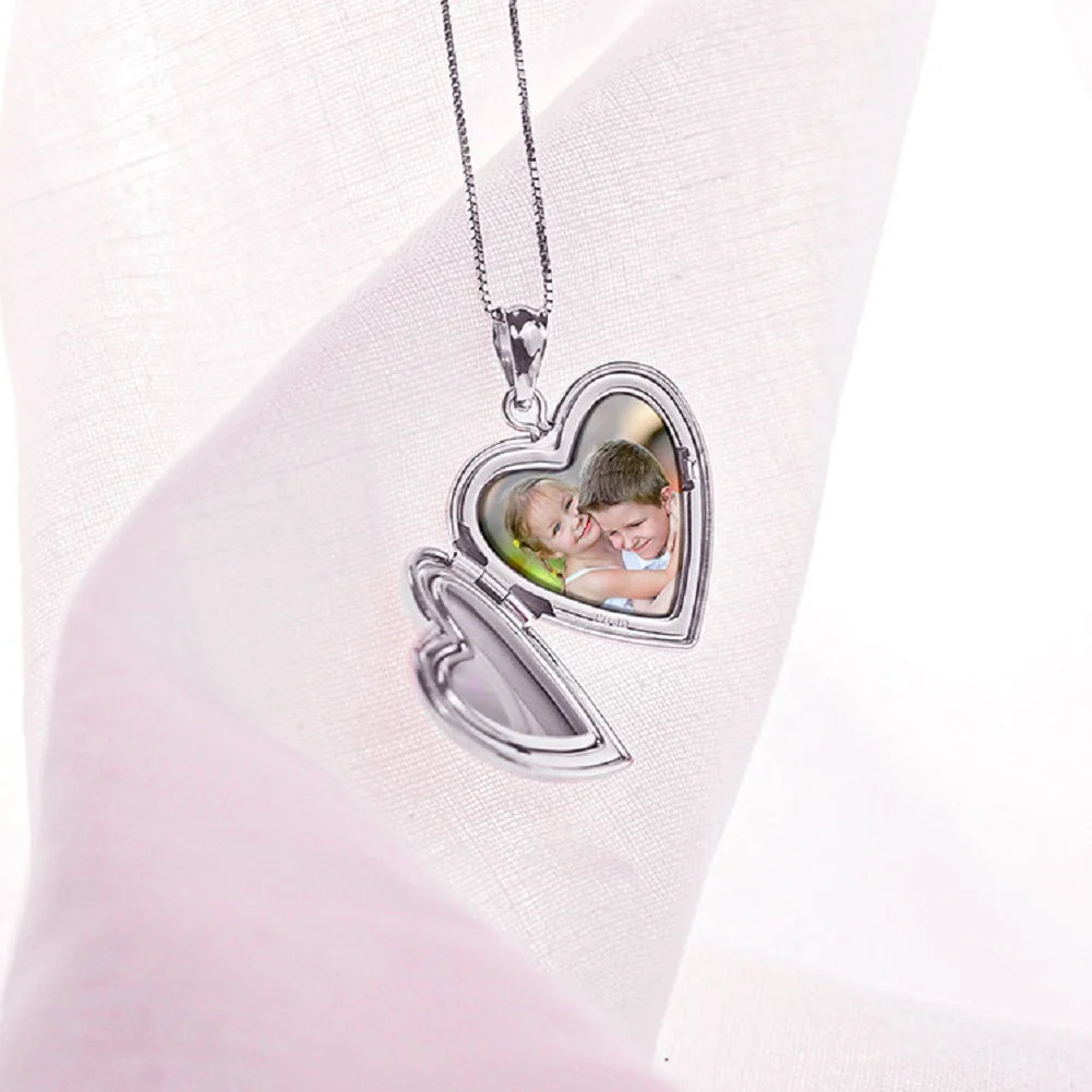 White Gold Heart Picture Locket G2178