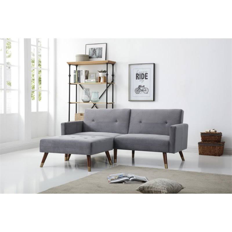 Gray Velvet Convertible Sofa C6839