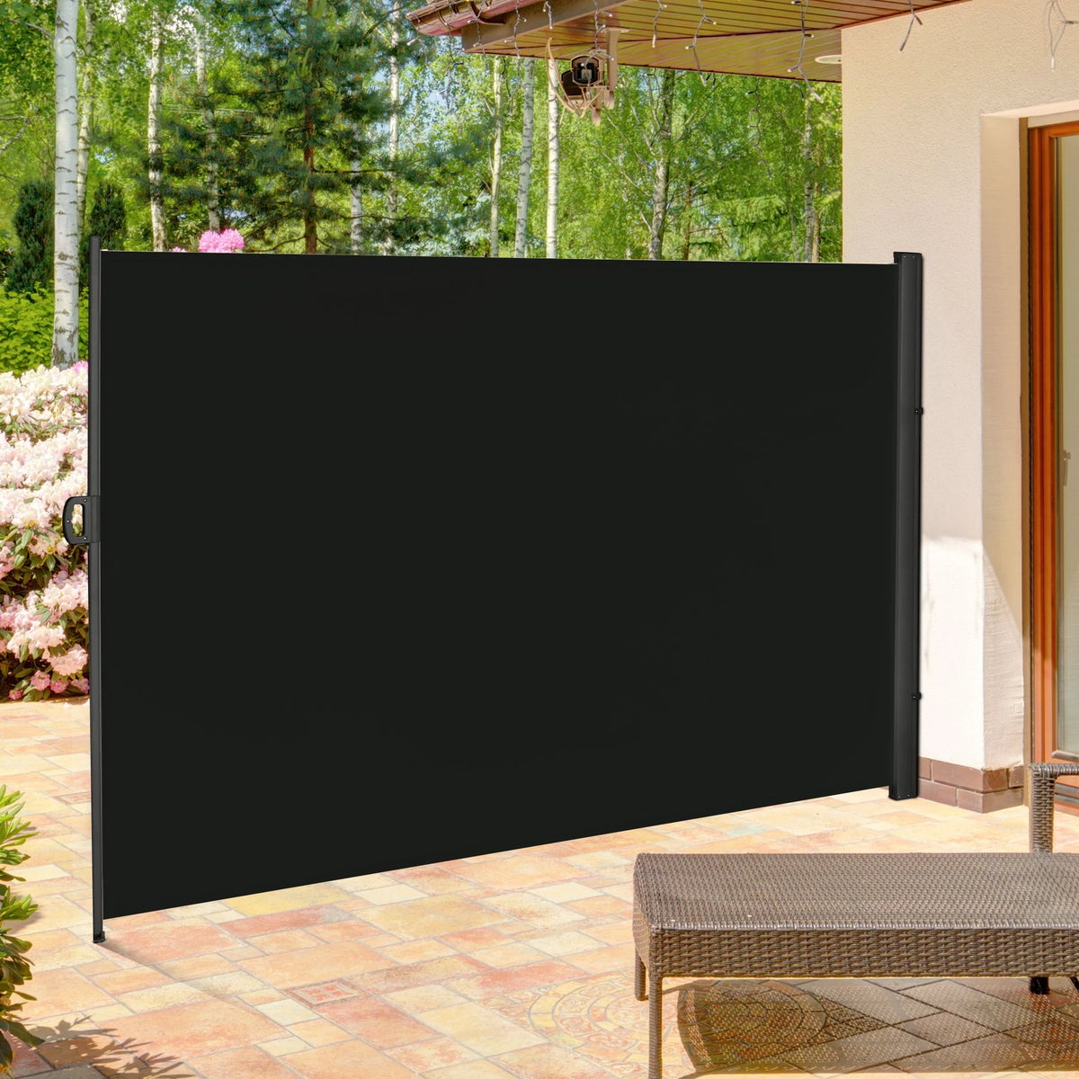 Black Retractable Privacy Screen Side Awning J7279