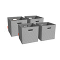 Gray Foldable Faux Leather Storage Cube Bins Set of Four R15252