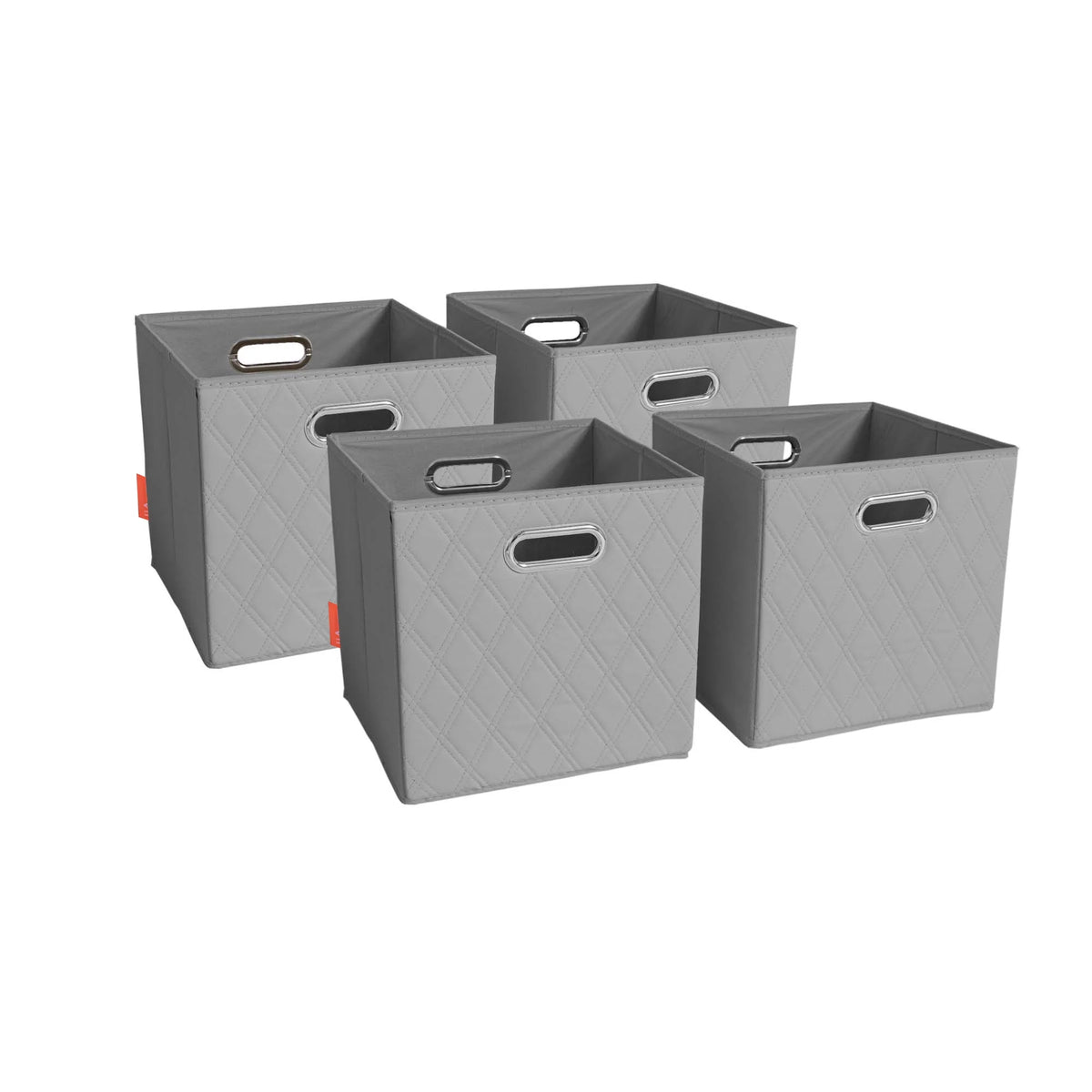 Gray Foldable Faux Leather Storage Cube Bins Set of Four R15252