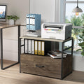 Wood Lateral File Cabinet with 1 Drawer, Printer Stand with Storage Shelves R40490