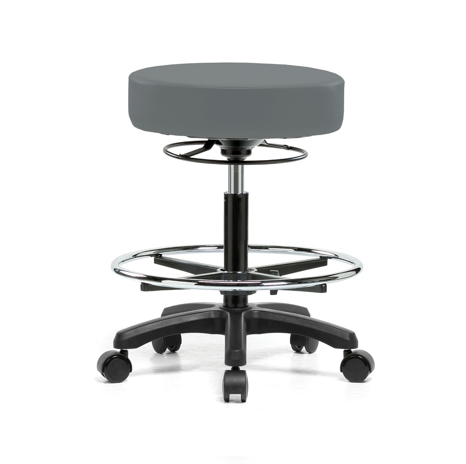 Gray Vinyl Rolling Height Adjustable Stool F9874