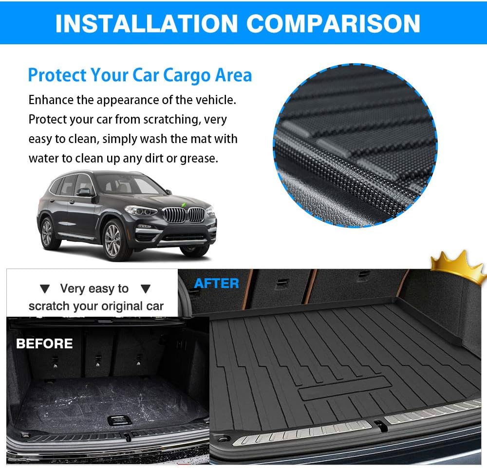 Trunk Mat for BMW G01 X3 2018-2022 All Weather TPO Rear Cargo Liner Pack of 2 F7819