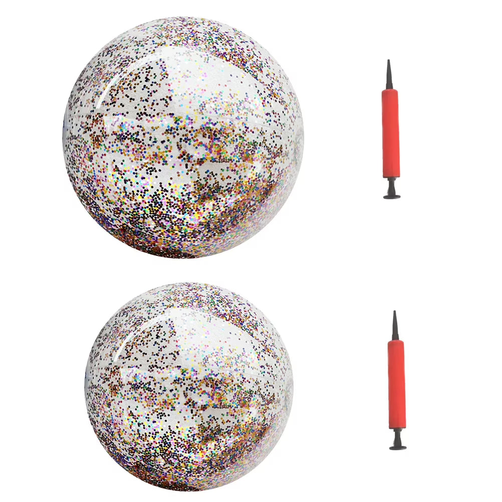 4pcs Glitter Sequin PVC Beach Balls Inflatable Toys with Pumps U9644