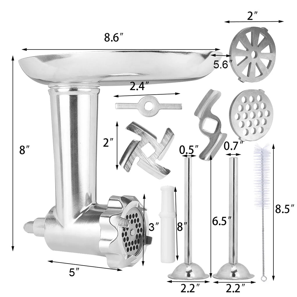 Metal Meat Grinder Attachment for KitchenAid Stand Mixers with Sausage Filler Tubers R123352