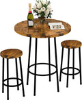 Rustic Brown 3 Piece Round Bar Table and Stools H6682