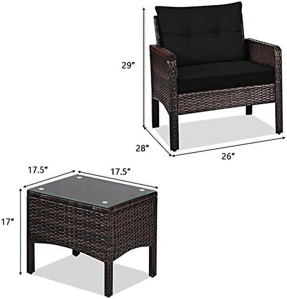 3 Piece Outdoor Rattan Sectional Sofa Set with Seat Cushions C808