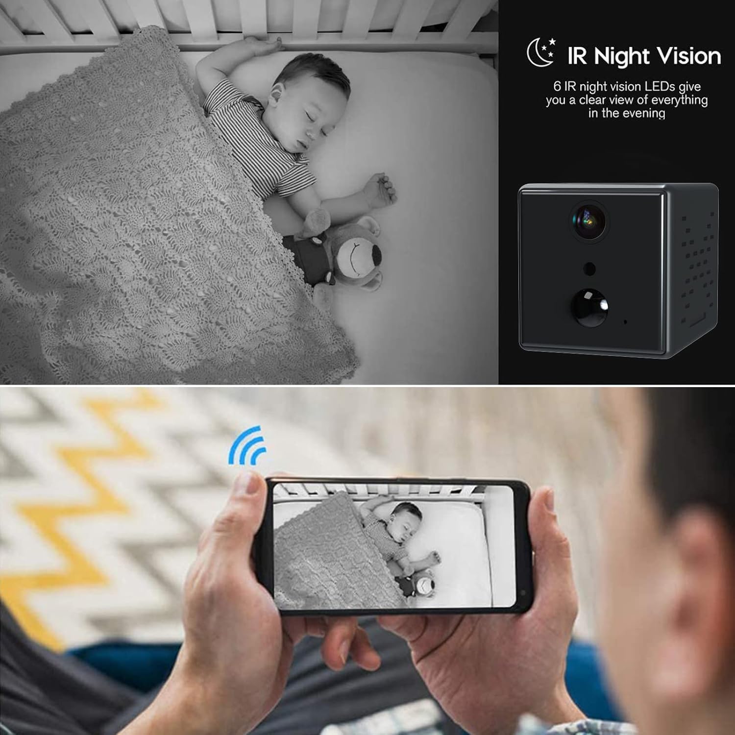 Wireless Indoor Security Camera with Night Vision, Pack of 2 O942