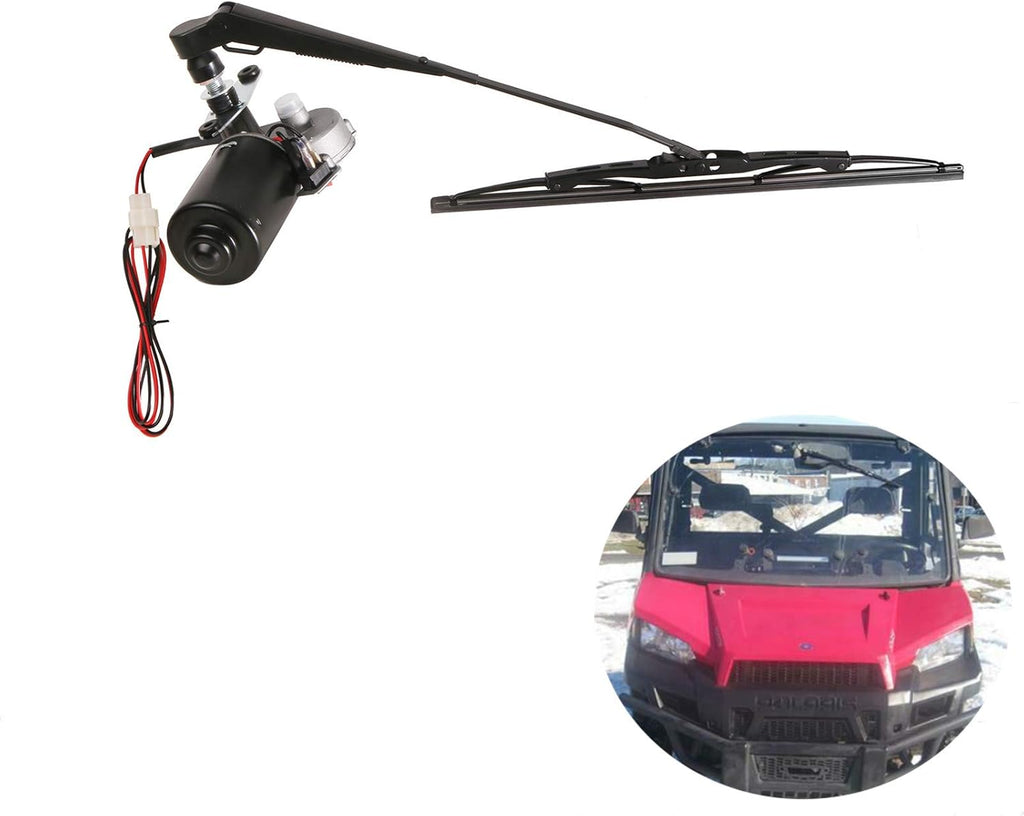 12V Universal Electric Windshield Wiper Motor Kit for UTV ATV Windshields, 13.7" Blade Pack of 2 B60662