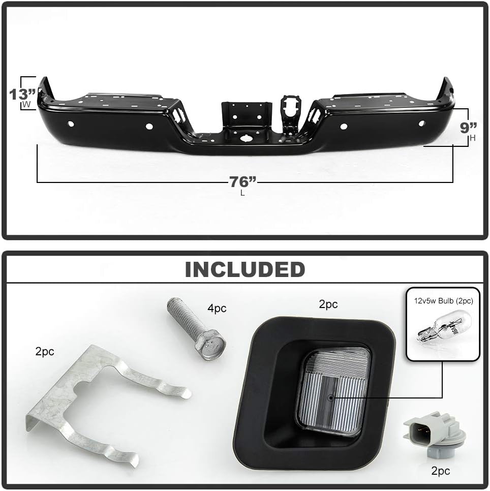 Black Powder Steel Rear Step Bumper Face Bar Assembly I829054