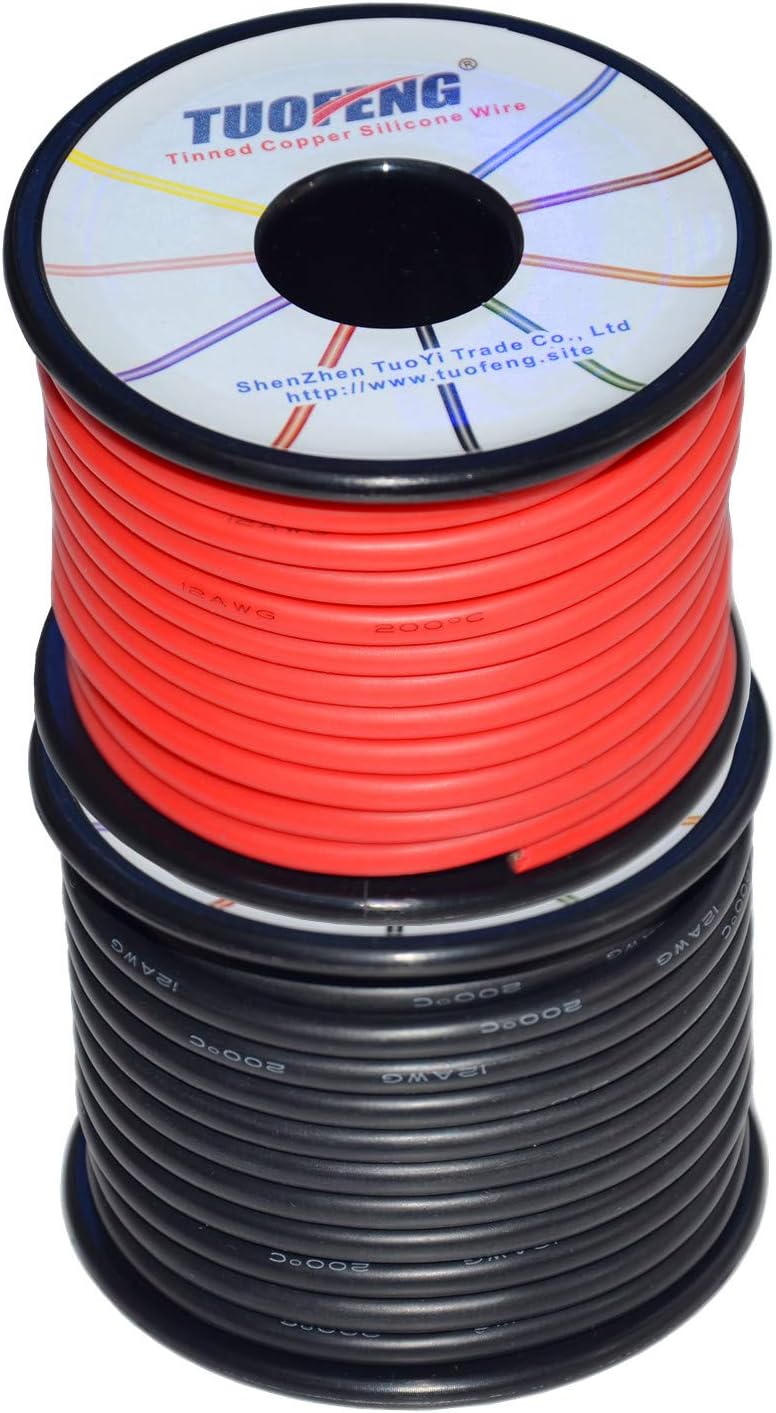 12 AWG Silicone Wire 70 feet Tinned Copper Stranded Wire High Temperature Resistance Pack of 2 D648