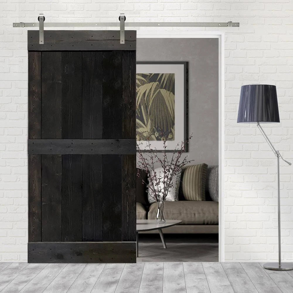 Stained Wooden Sliding Barn Door with Hardware Kit U356