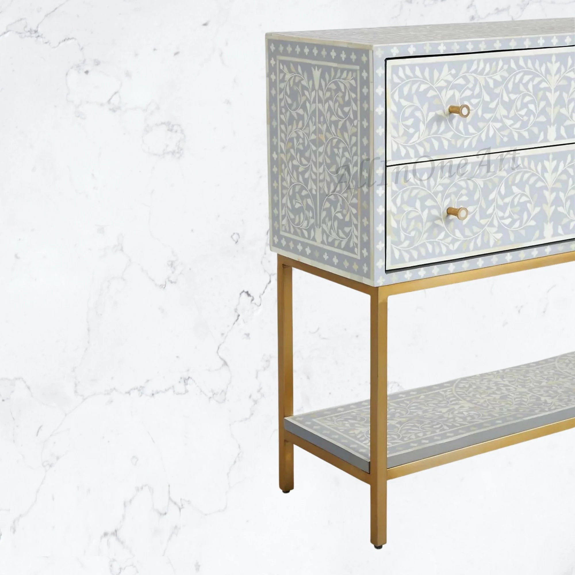 Bone Inlay Entryway Console Grey D90668