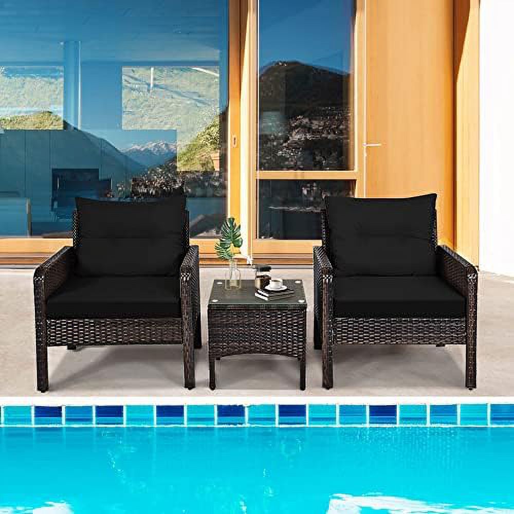 3 Piece Outdoor Rattan Sectional Sofa Set with Seat Cushions C808