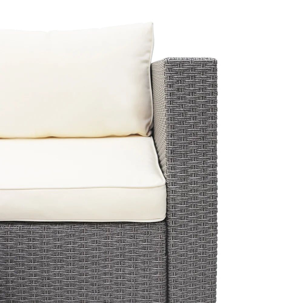 3 Piece Wicker Sectional Conversation Set with Cushions - Grey B1325