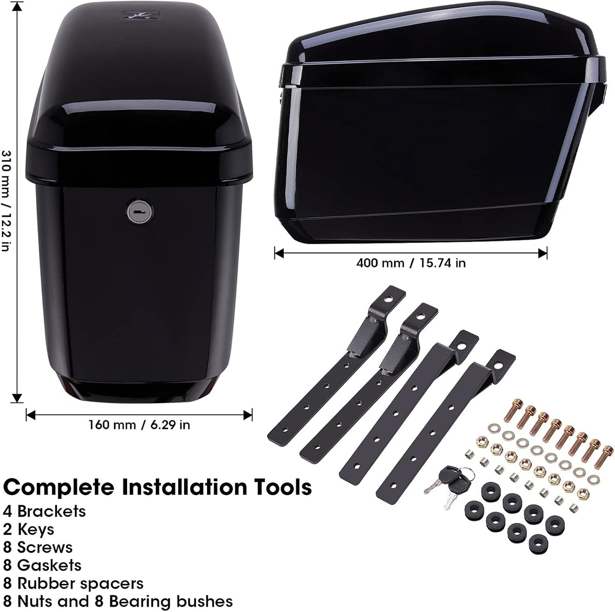 Motorcycle Hard Saddlebags with Mounting Kits R131