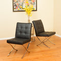 Black Bonded Leather Dining Chairs, Set of 2 O4527