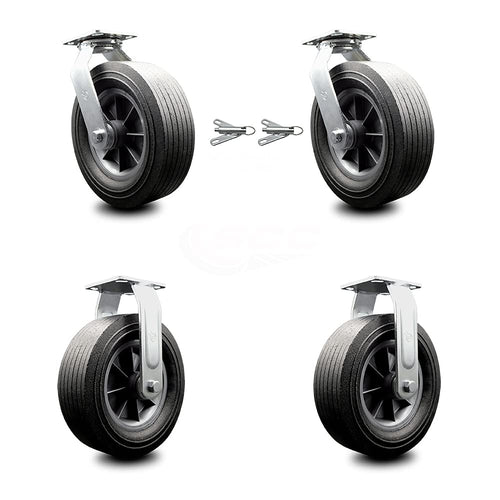 10 Inch Swivel Caster with Brake Semi-Pneumatic Wheel Pack of 2 B242848