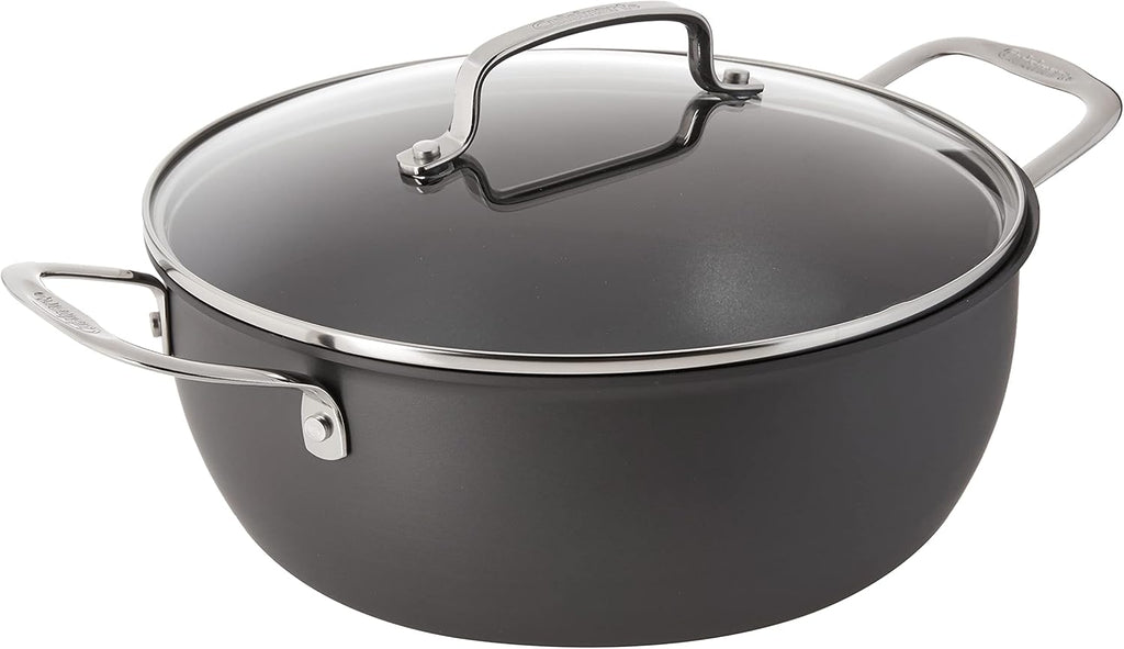 Black 3-1/2-Quart Nonstick Hard-Anodized Saute Pan with Lid, Pack of 2 C942583