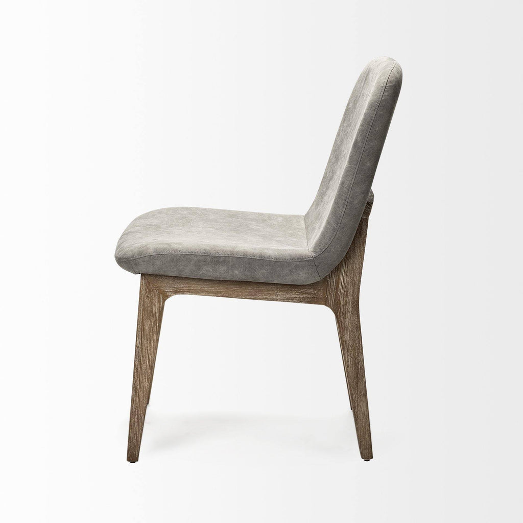 Grey Fabric Dining Chair with Medium Brown Wood Base E41148