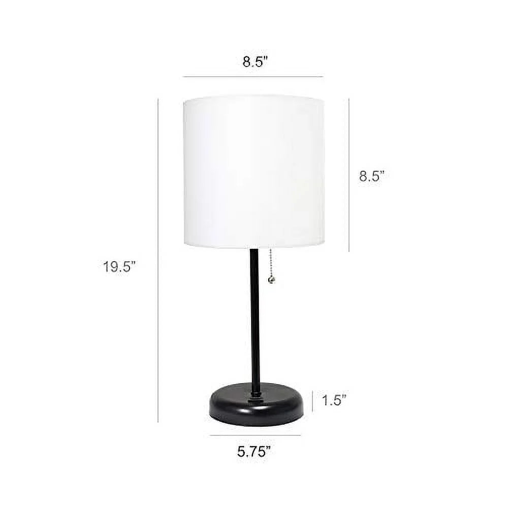 Black Stick Lamp with Fabric Shade O794
