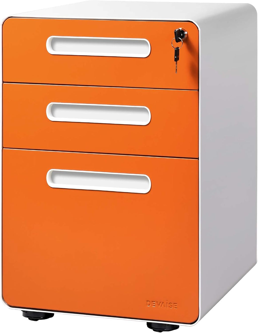3-Drawer Mobile File Cabinet, Legal/Letter Size, Orange W280