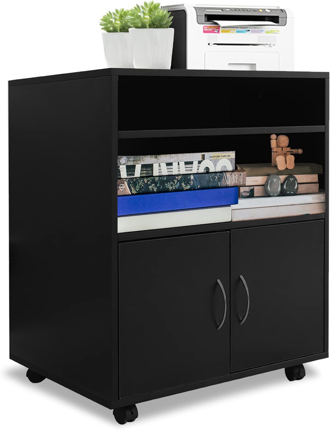 Black 3 Drawer Rolling File Cabinet with Wheels V921
