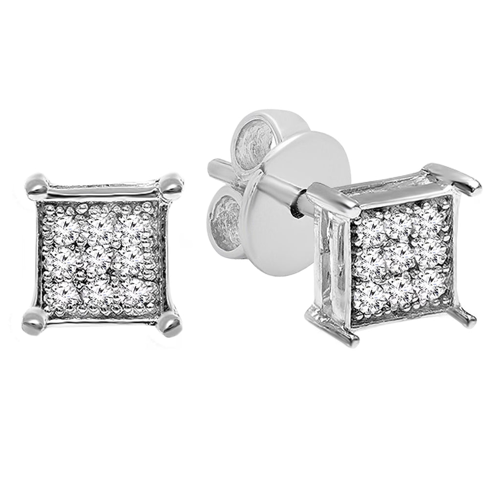 0.06 CT Round White Diamond Stud Earrings in Sterling Silver H73989