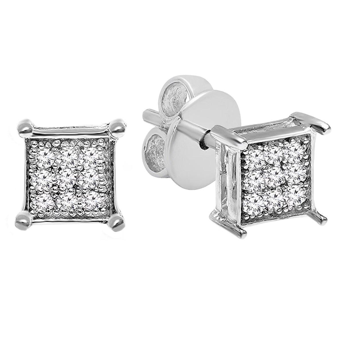 0.06 CT Round White Diamond Stud Earrings in Sterling Silver H73989