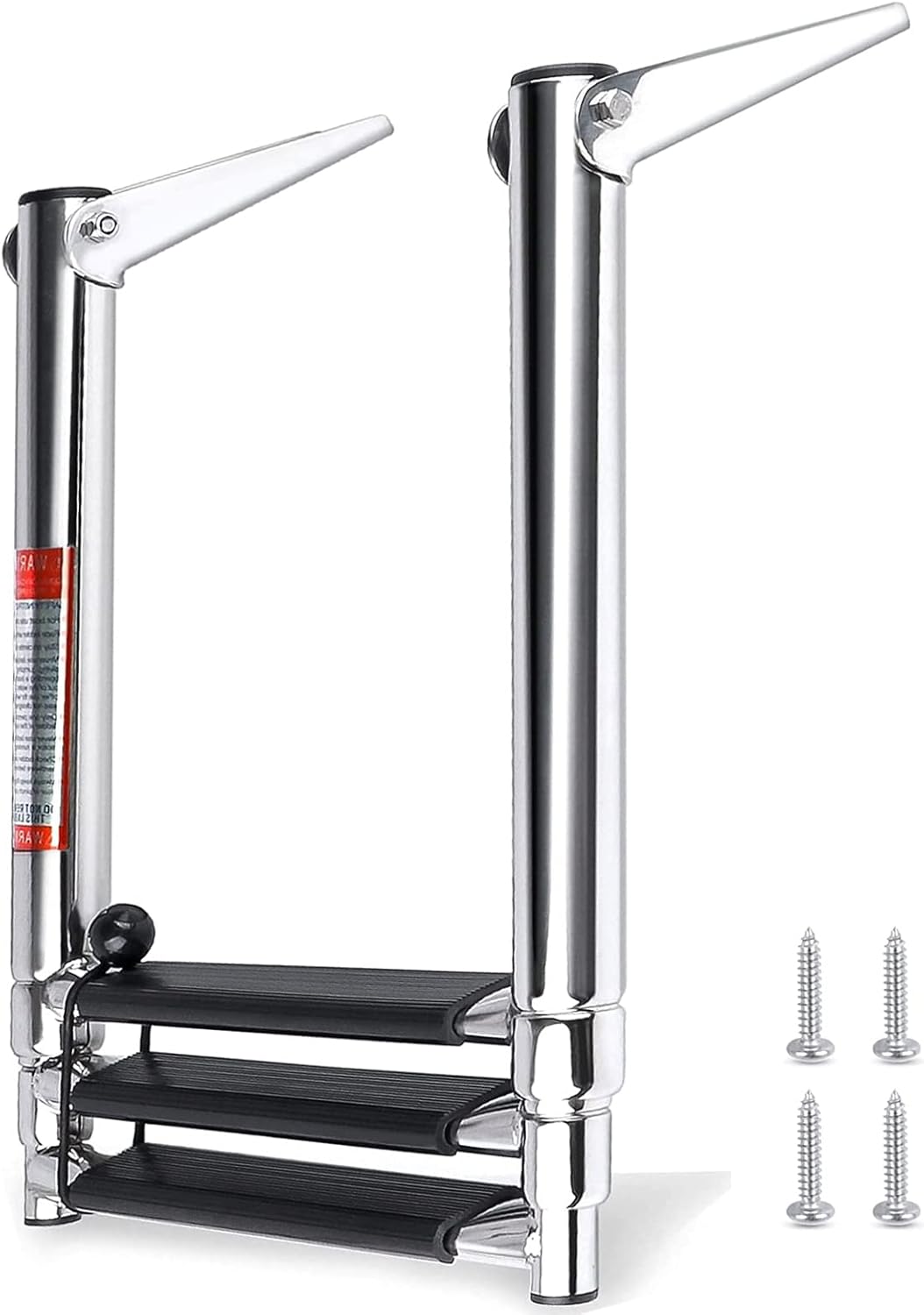 Stainless Steel 3 Step Telescoping Pontoon Boat Ladder, 600 Pounds Capacity, Pack of 2 P1709