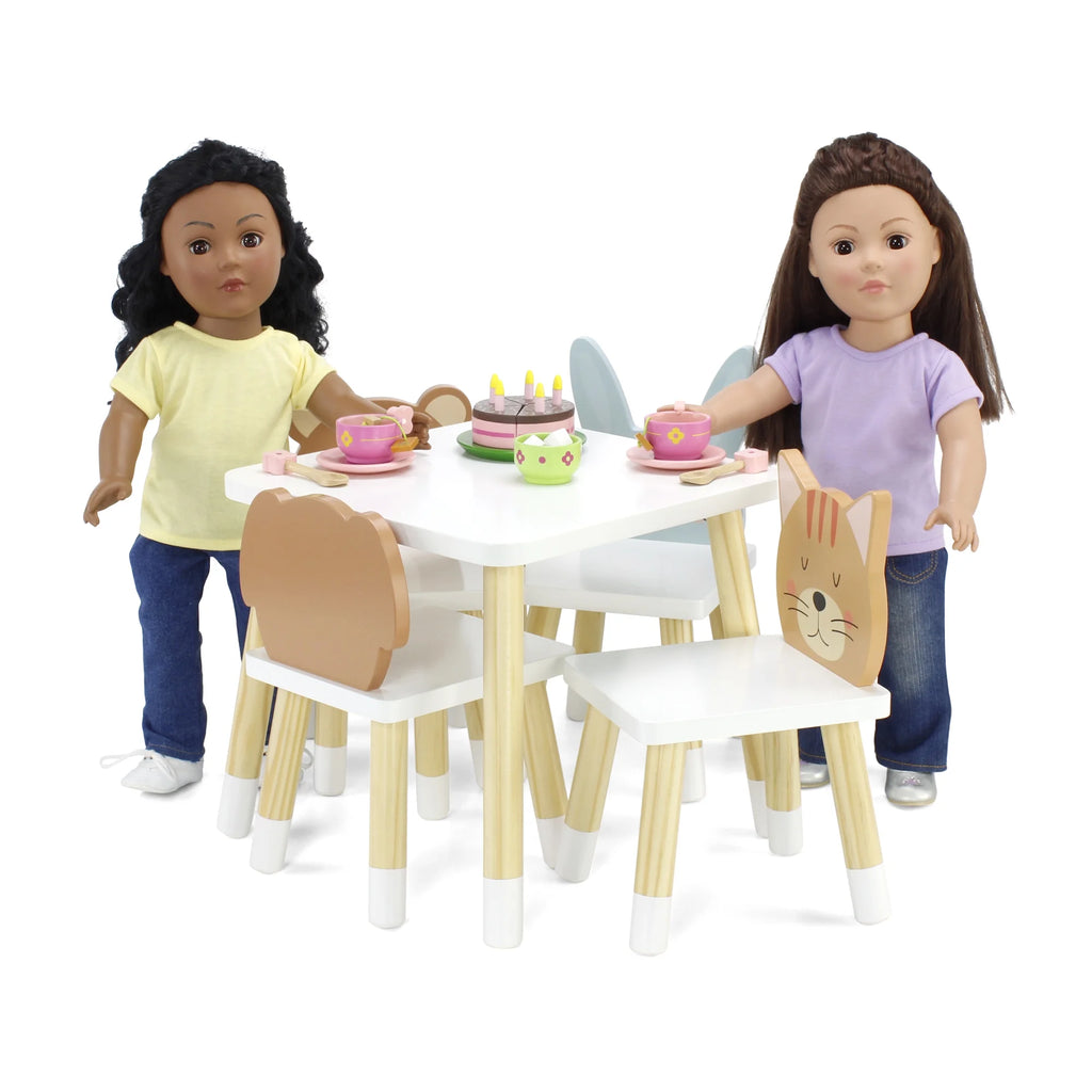 18 Inch Doll Wooden Kitchen Table and 4 Chair Dining Set E901