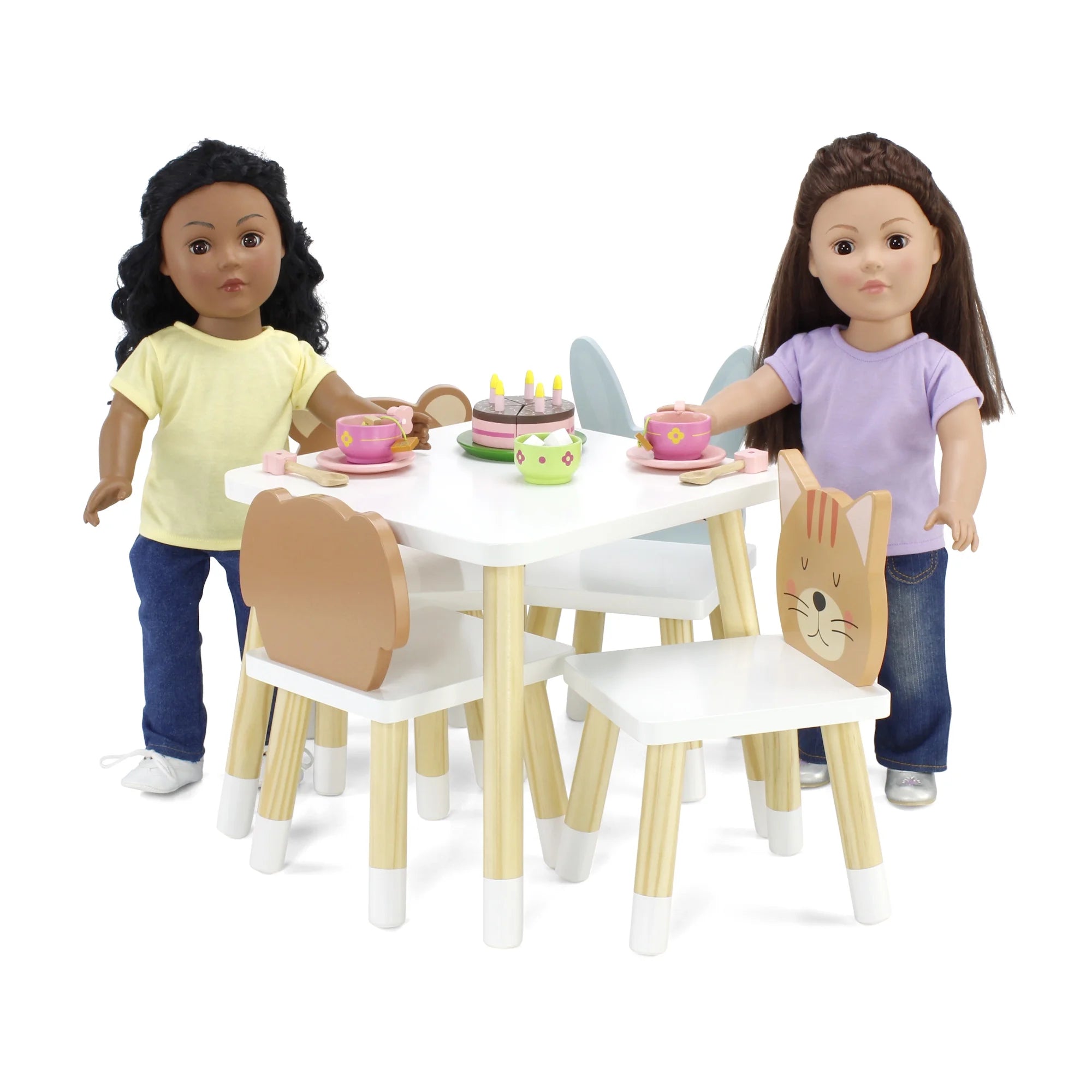 18 Inch Doll Wooden Kitchen Table and 4 Chair Dining Set E901