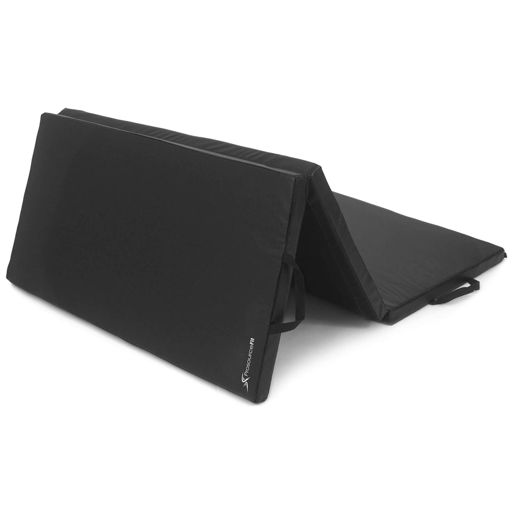 Black Tri-Fold Exercise Mat with Carrying Handles R723295