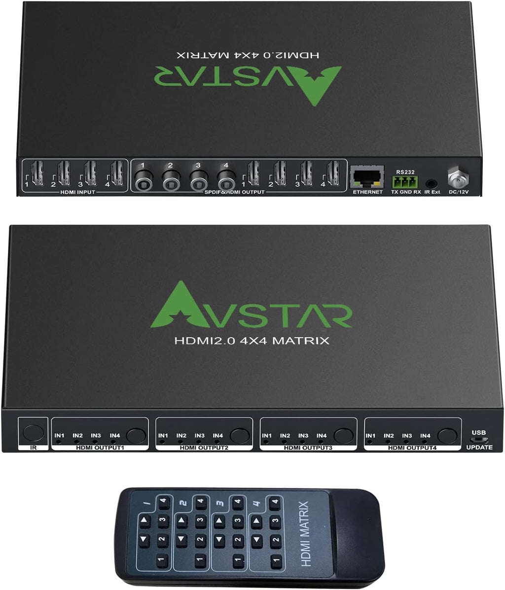 4K 60Hz HDMI 2.0 Matrix Switch 4x4 with Audio 5.1CH D712