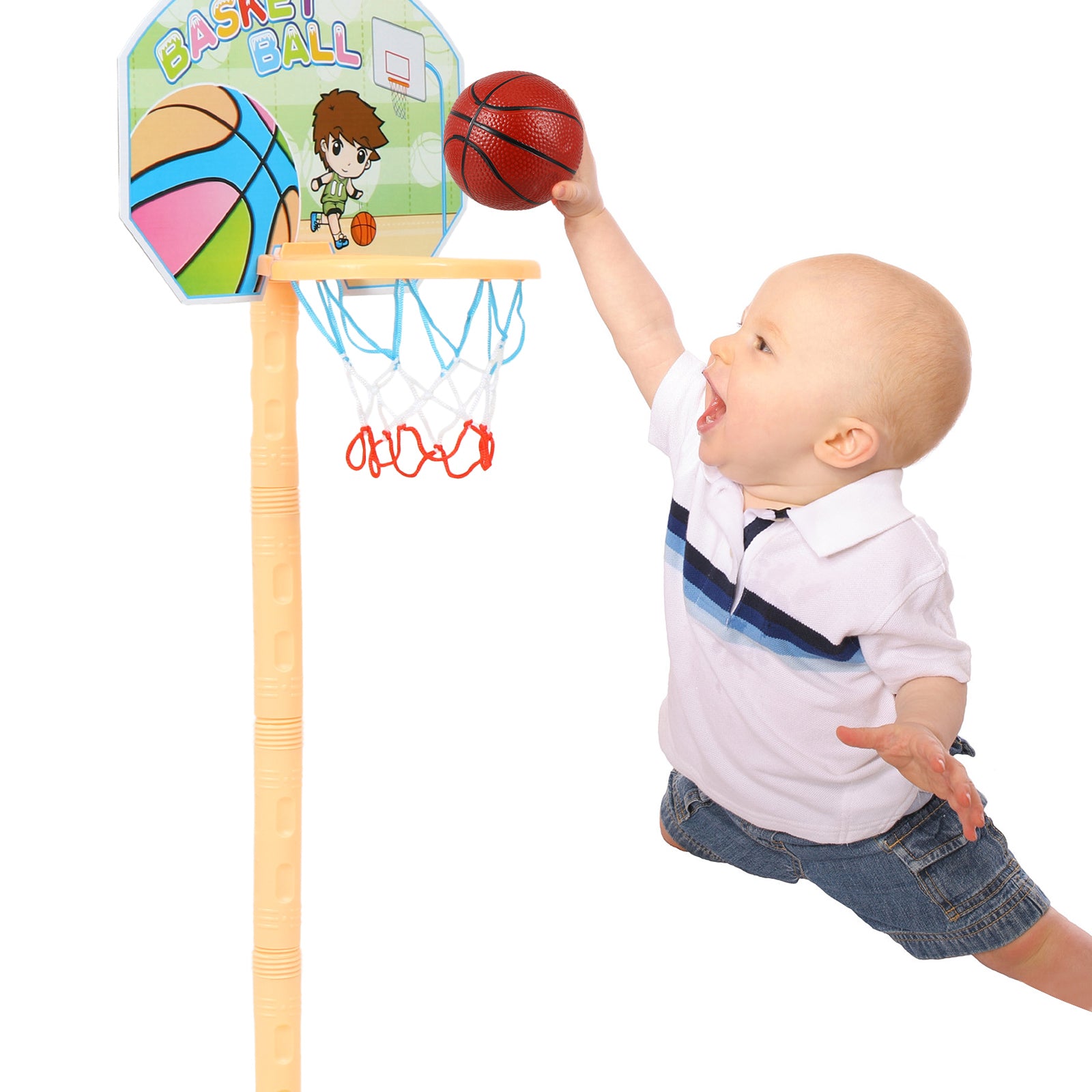 Basketball Hoop Toddler Stand Mini Indoor Children Sports Game Ring Adjustable Goal U688643