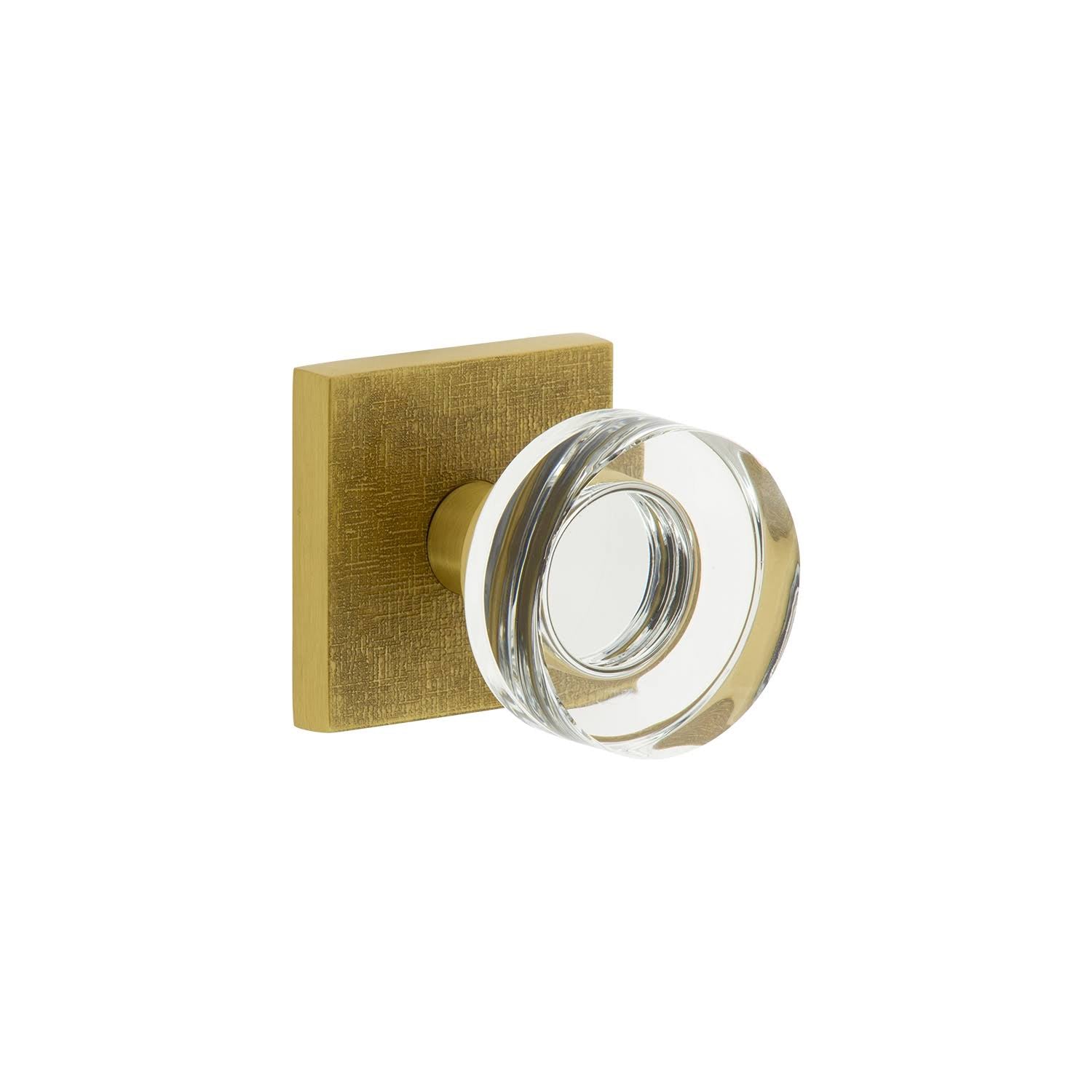 Linen Rosette Double Dummy with Crystal Knob in Satin Brass J929