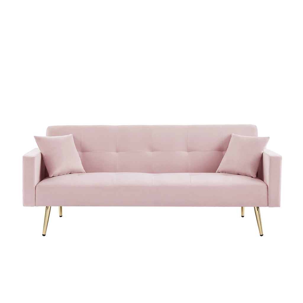 Pink Velvet Convertible Sofa Bed C91189