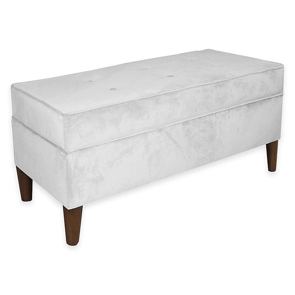 White Velvet Storage Bench R863208