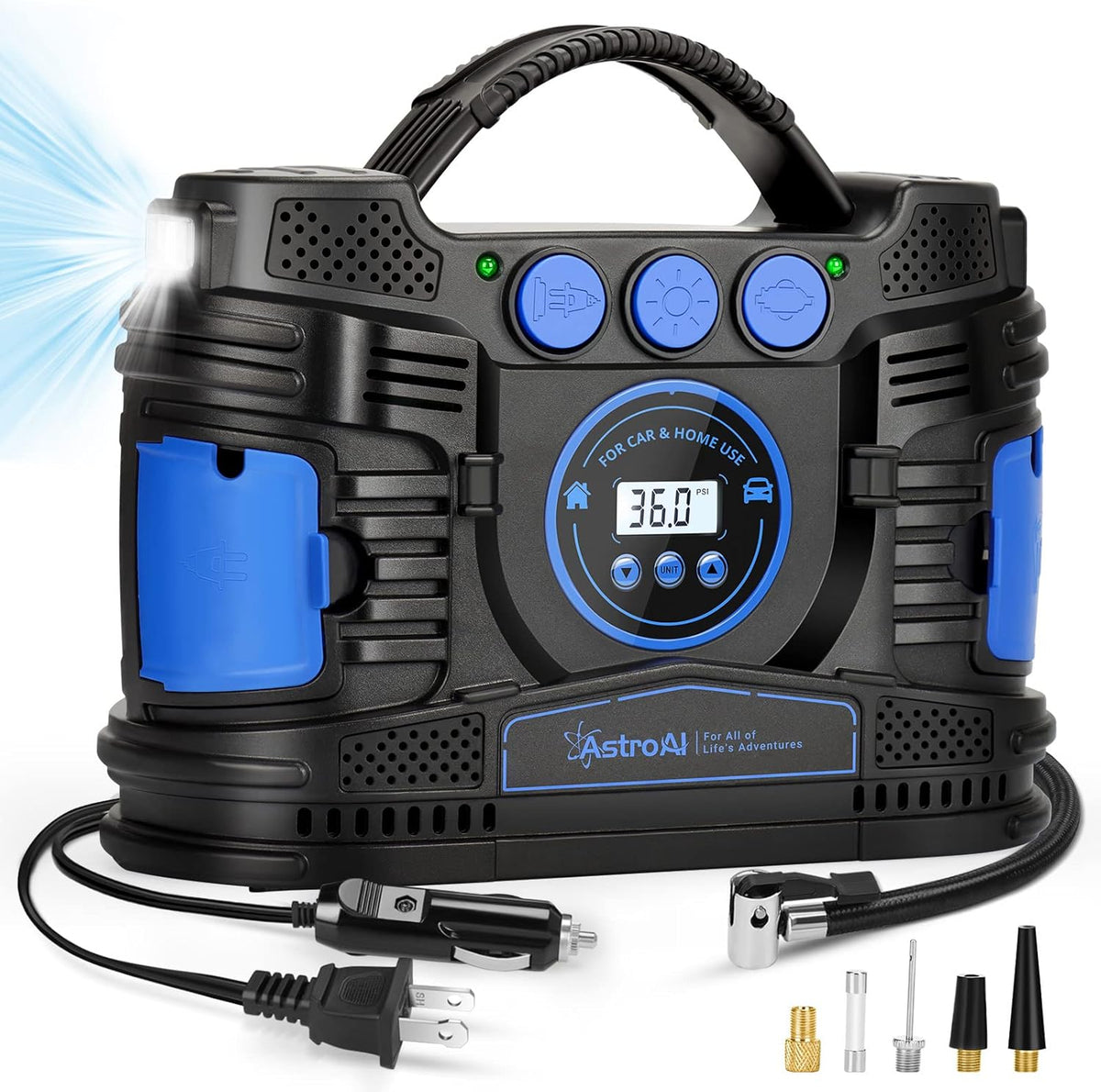 Portable Dual Motor Air Compressor Tire Inflator 120PSI with LED Light W5937