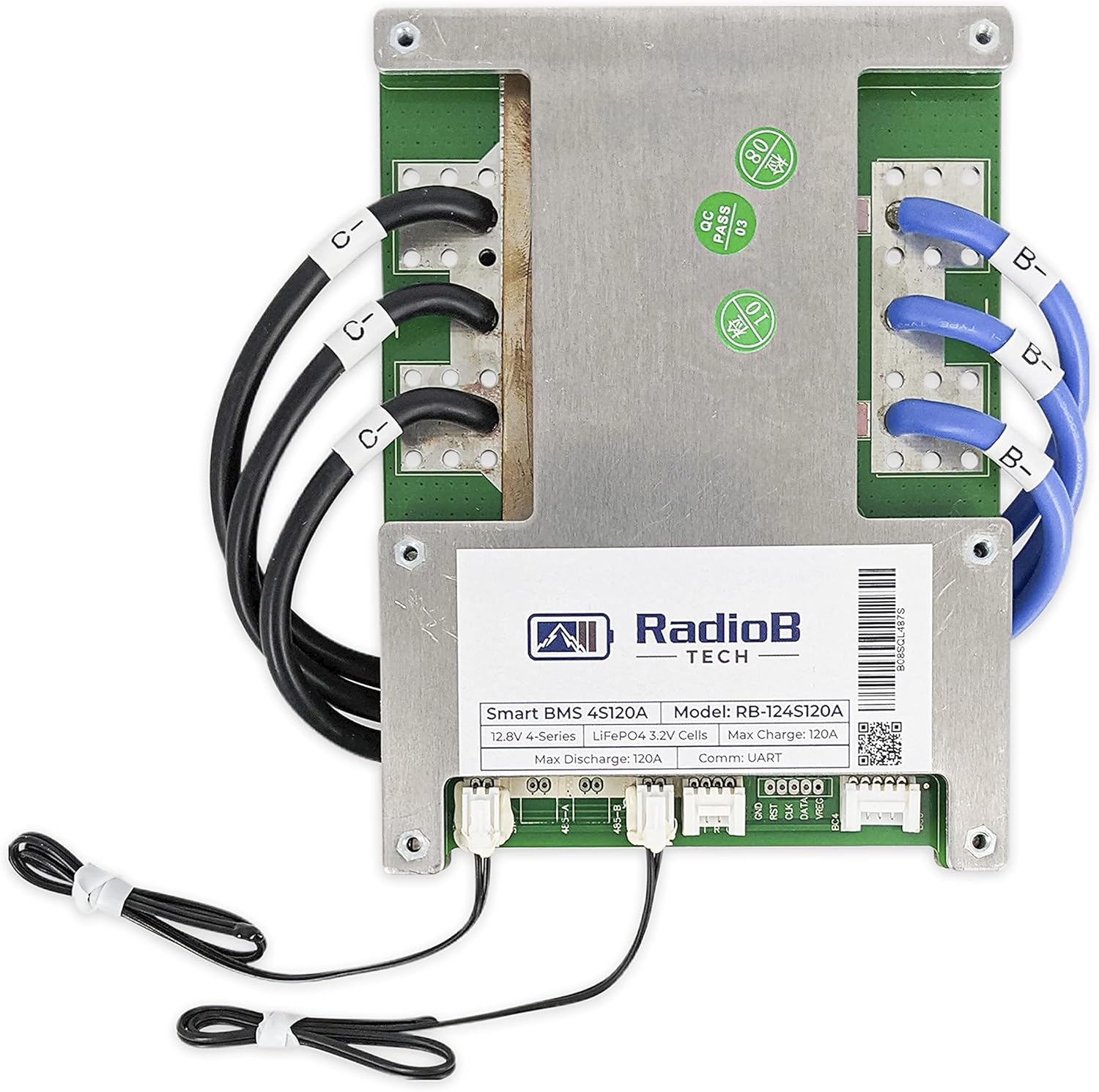 Smart BMS 4S 12V 120A Lifepo4 Lithium Battery Protection Board with Balance Leads and Wireless Bluetooth Module G4439