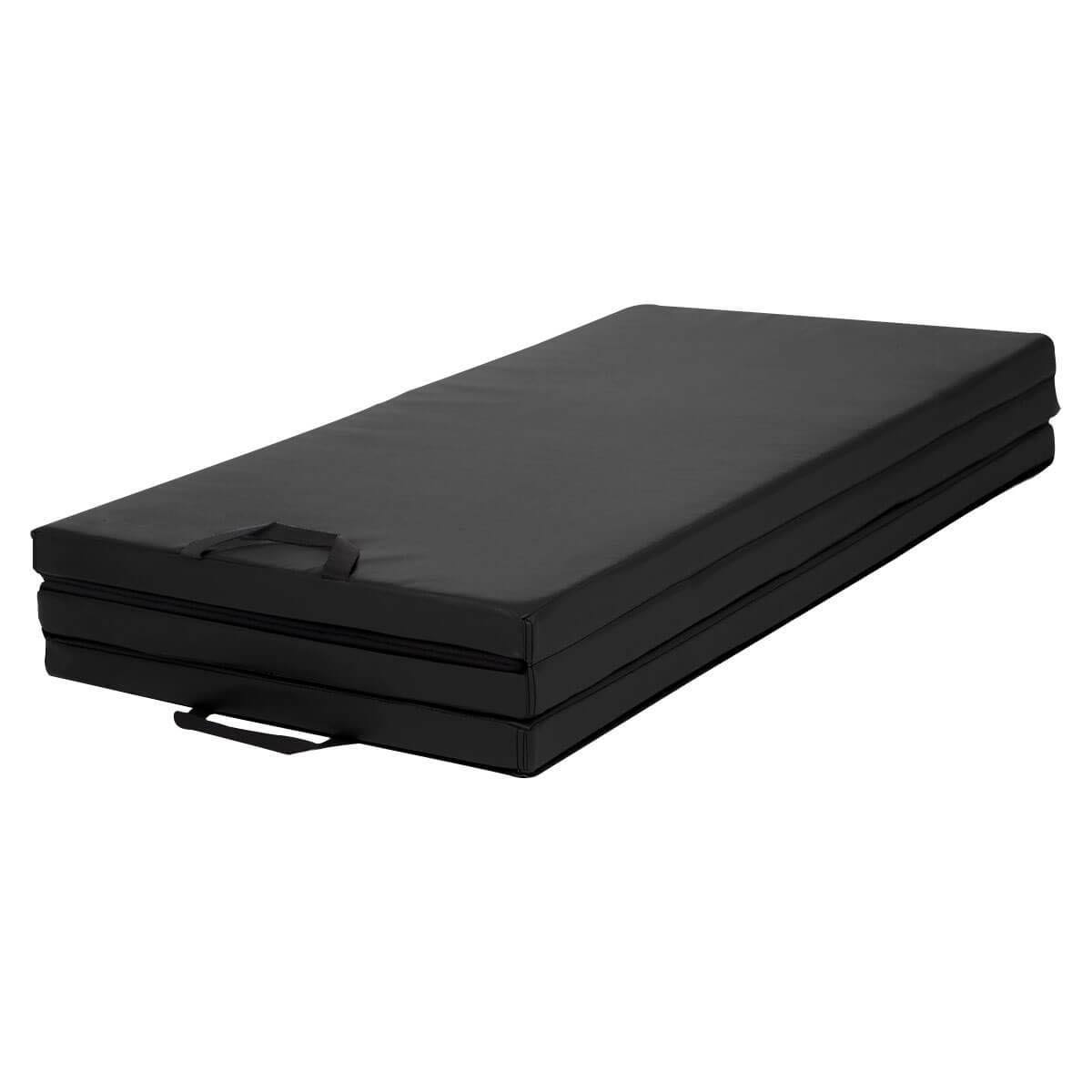 Black Tri-Fold Exercise Mat with Carrying Handles R723295