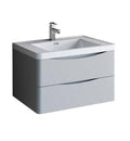 Glossy Gray Wall Hung Bathroom Cabinet with Integrated Sink H94926