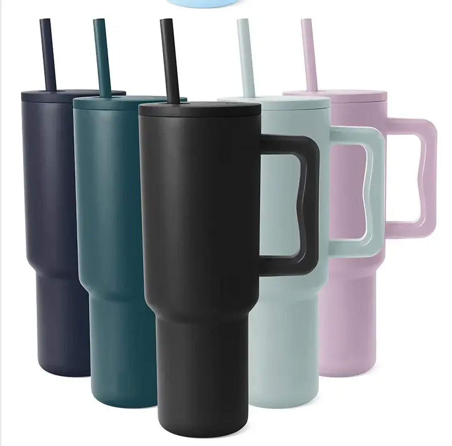 40 oz Insulated Stainless Steel Tumbler with Handle and Straw Lid T8211