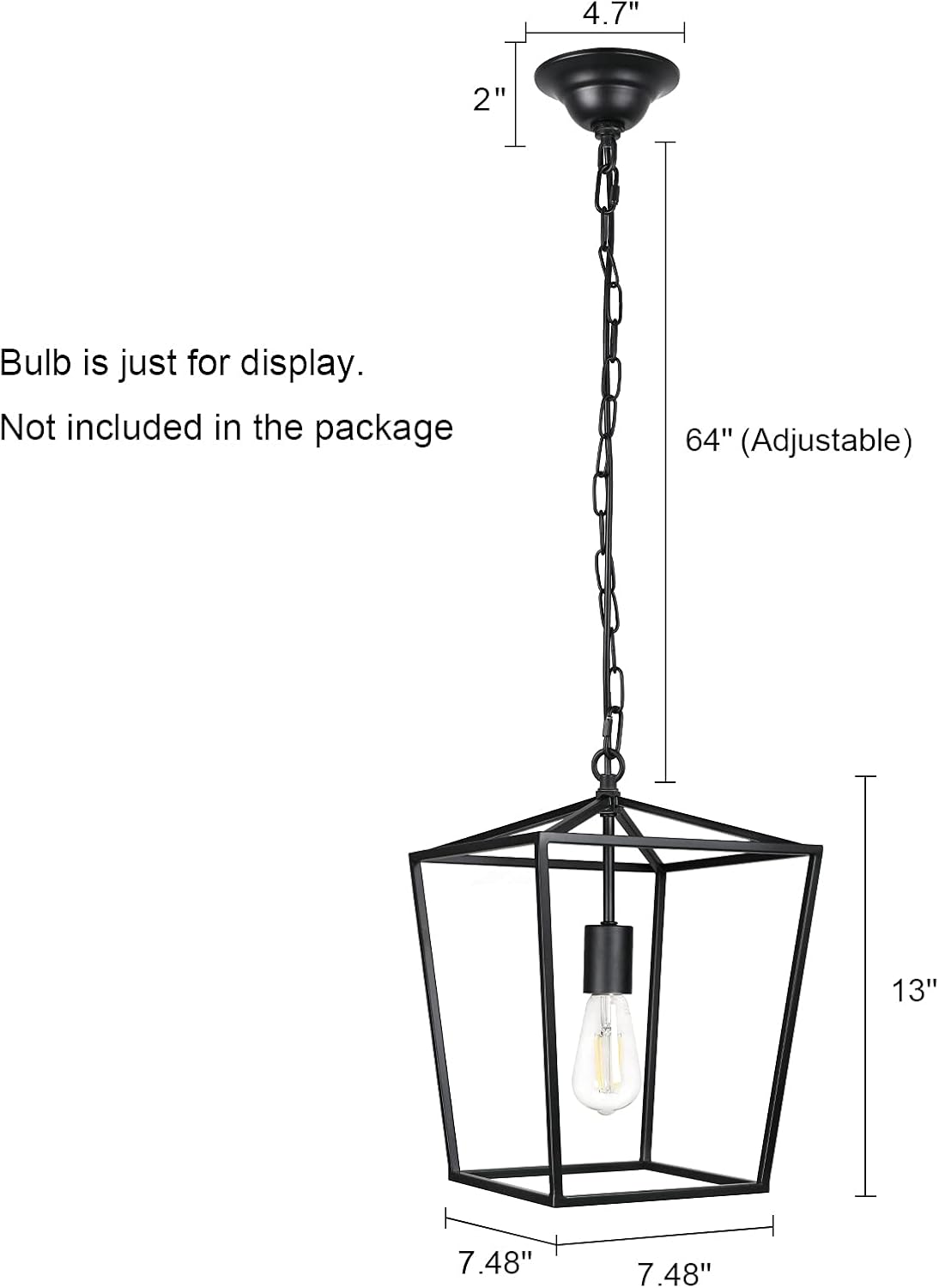 Vintage 3-Lights Black Lantern Chandelier D99361