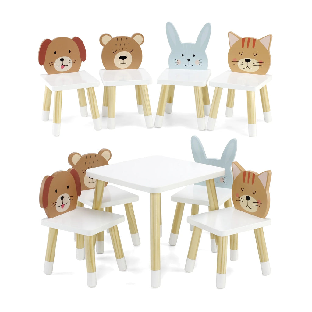18 Inch Doll Wooden Kitchen Table and 4 Chair Dining Set E901
