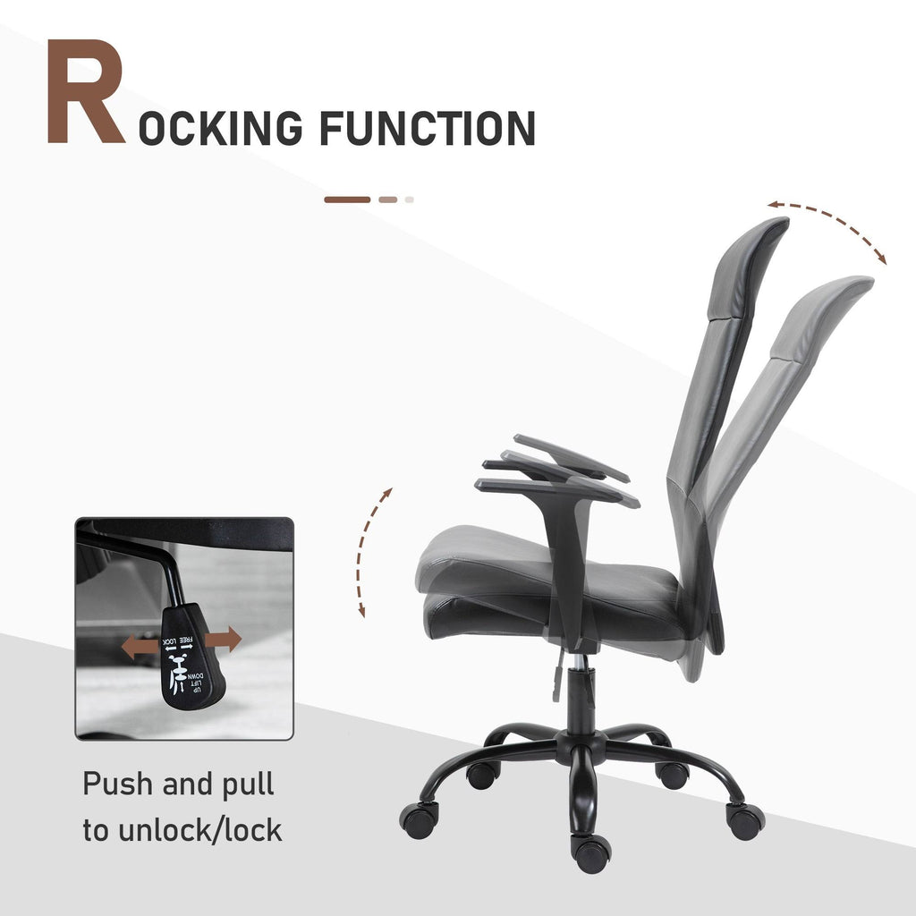 Faux Leather High-Back Office Chair with Adjustable Height, Metal Legs T2004