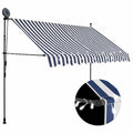 Blue and White Manual Retractable Awning C6041